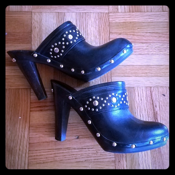 Michael Kors Leather High Heel Clogs/Mules - Picture 1 of 5
